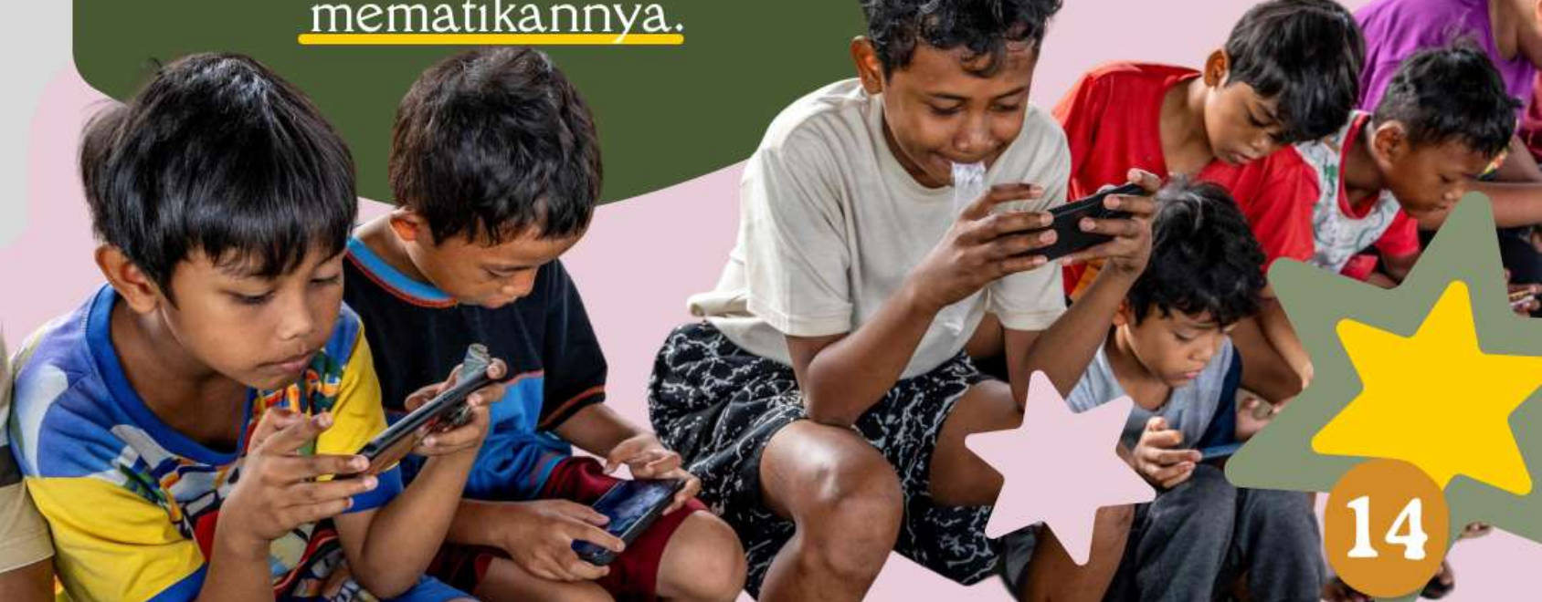 Anak-anak bermain gawai bersama
