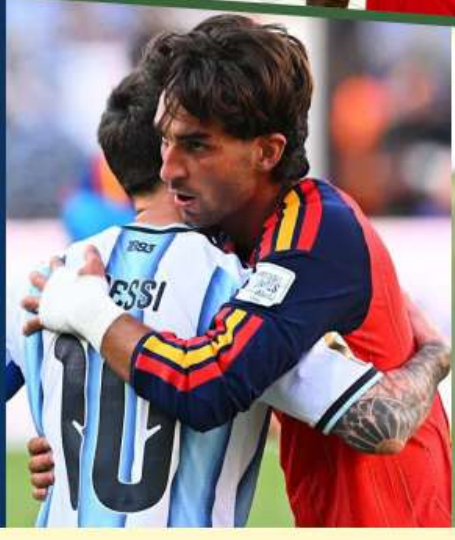 Messi berpelukan dengan pemain Spanyol
